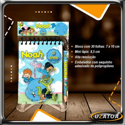 Bloco Personalizado com Lapela e Mini Lápis - Meu Amigãozão