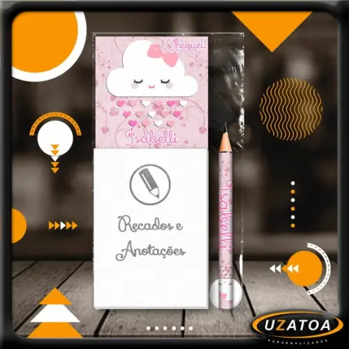 Bloco Personalizado com Ímã e Mini Lápis - Chuva de Amor