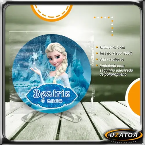 Ímã Redondo Personalizado - Frozen