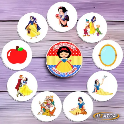 Jogo da Memória Personalizado na Latinha - Branca de Neve