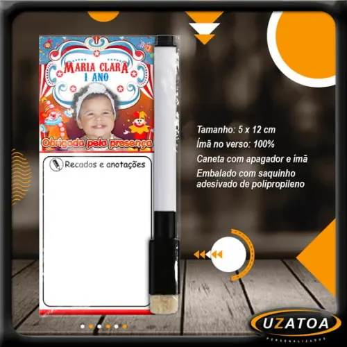 Mini Lousa Personalizada com Caneta - Tema Circo