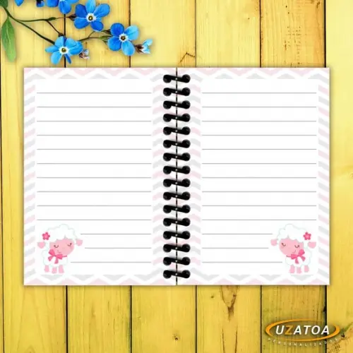 Caderninhos com Capa e Folhas Personalizadas - Ovelhinha