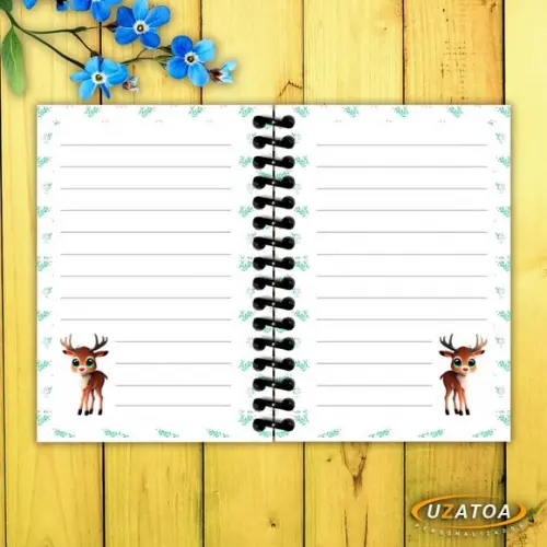 Caderninhos com Capa e Folhas Personalizadas - Rena