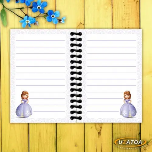 Caderninhos com Capa e Folhas Personalizadas - Princesa Sofia