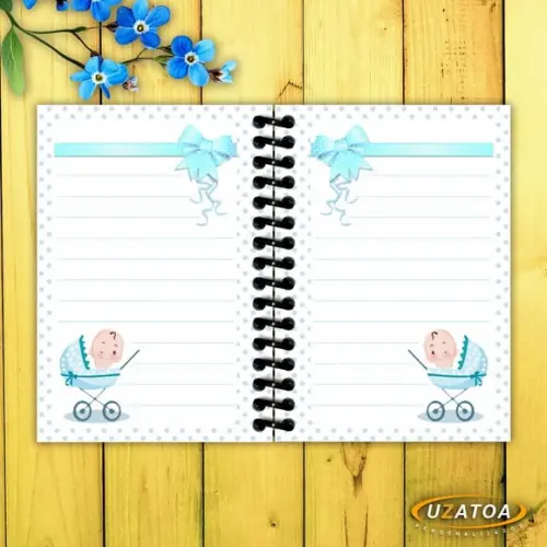 Caderninhos com Capa e Folhas Personalizadas - Chá de Fraldas