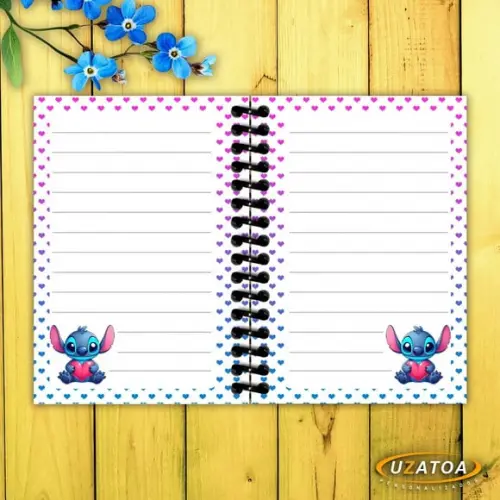 Caderninhos com Capa e Folhas Personalizados - Stitch