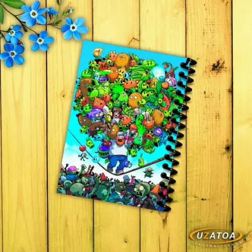 Caderninhos com Capa e Folhas Personalizados - Plants Vs Zombies