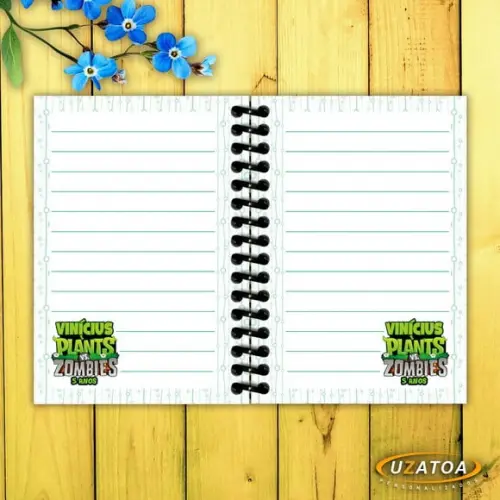 Caderninhos com Capa e Folhas Personalizados - Plants Vs Zombies