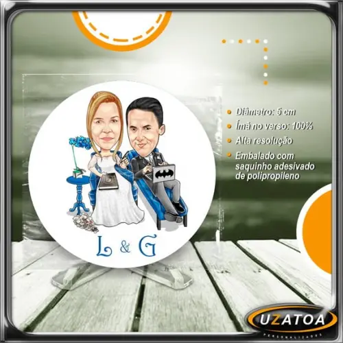 Ímã Redondo Personalizado - Casamento