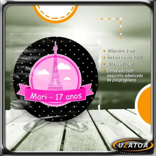 Ímã Redondo Personalizado - Paris