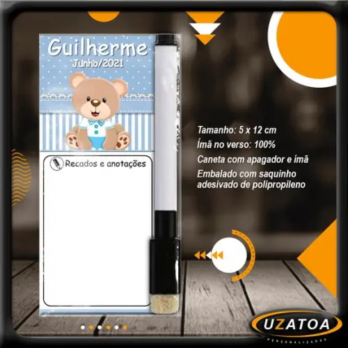 Mini Lousa Personalizada com Caneta - Ursinho