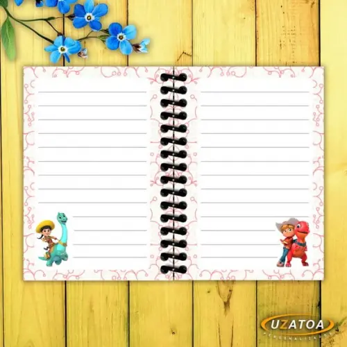 Caderninhos com Capa e Folhas Personalizadas - Dino Ranch