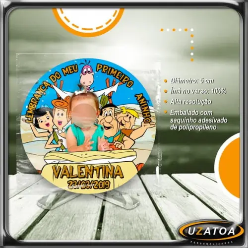 Ímã Redondo Personalizado - Os Flintstones