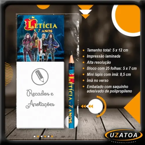 Bloco Personalizado com Ímã e Mini Lápis