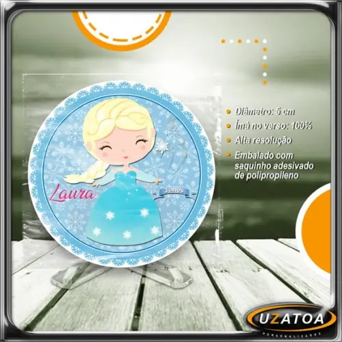 Ímã Redondo Personalizado - Frozen