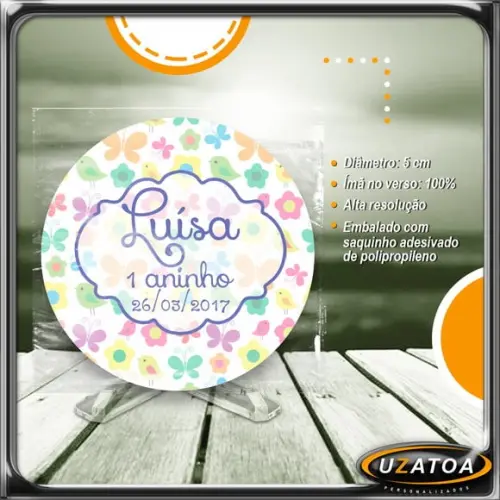 Ímã Redondo Personalizado - Passarinhos