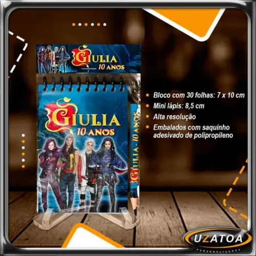 Bloco Personalizado com Lapela e Mini Lápis - Descendentes