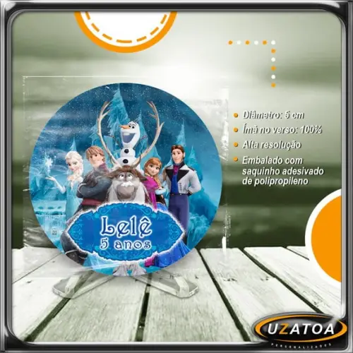 Ímã Redondo Personalizado - Frozen