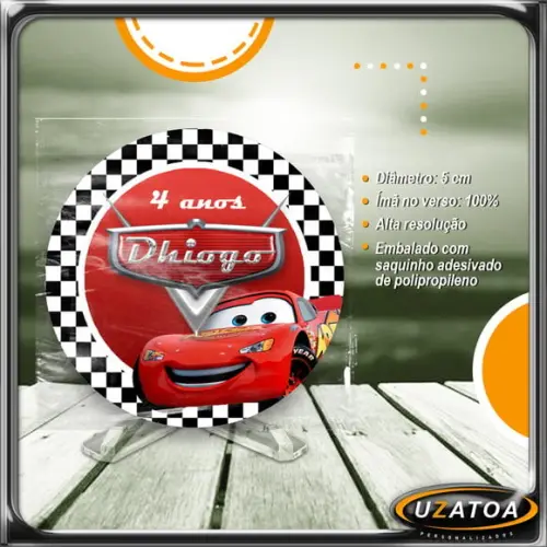 Ímã Redondo Personalizado - Carros