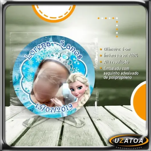 Ímã Redondo Personalizado - Frozen