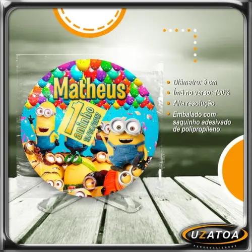 Ímã Redondo Personalizado - Minions