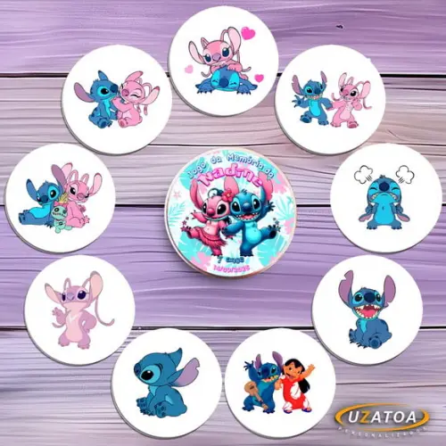 Jogo da Memória Personalizado na Latinha - Stitch e Angel