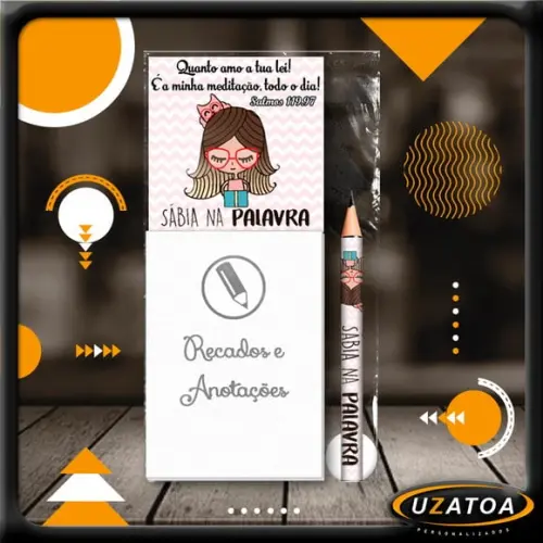 Bloco Personalizado com Ímã e Mini Lápis