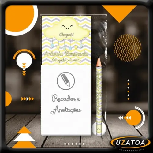 Bloco Personalizado com Ímã e Mini Lápis - Chuva de Bençãos