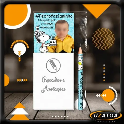 Bloco Personalizado com Ímã e Mini Lápis - Snoopy