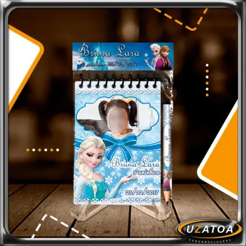Bloco Personalizado com Lapela e Mini Lápis - Frozen