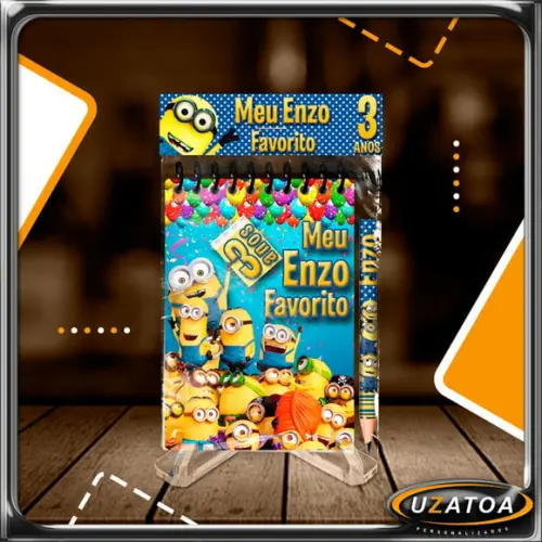 Bloco Personalizado com Lapela e Mini Lápis - Minions