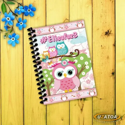 Caderninhos com Capa e Folhas Personalizadas - Corujinha