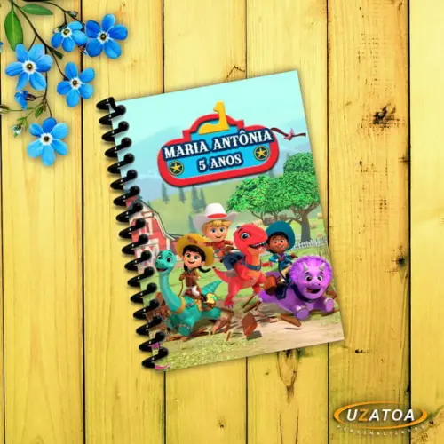 Caderninhos com Capa e Folhas Personalizadas - Dino Ranch