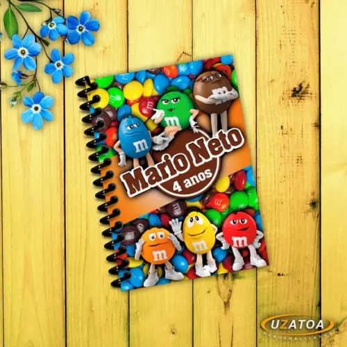 Caderninhos com Capa e Folhas Personalizadas - M & M´s