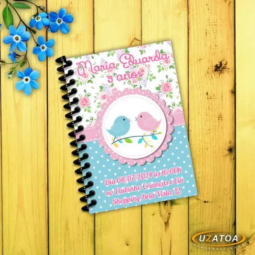 Caderninhos com Capa e Folhas Personalizadas - Jardim Encantado