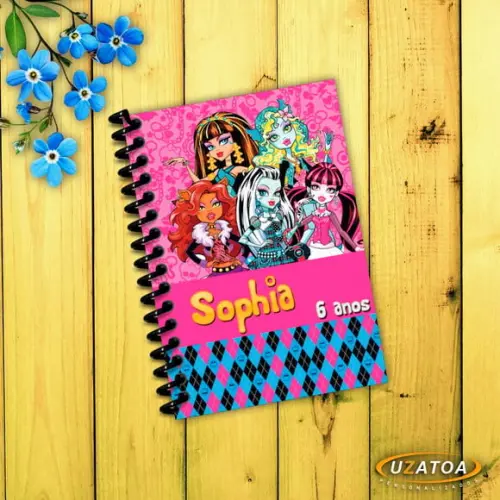 Caderninhos com Capa e Folhas Personalizadas - Monster High