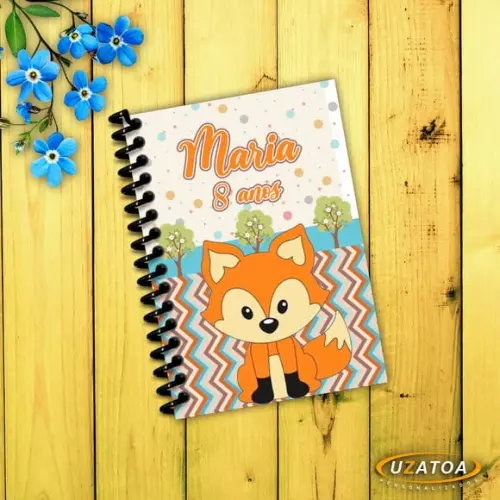 Caderninhos com Capa e Folhas Personalizadas - Raposinha