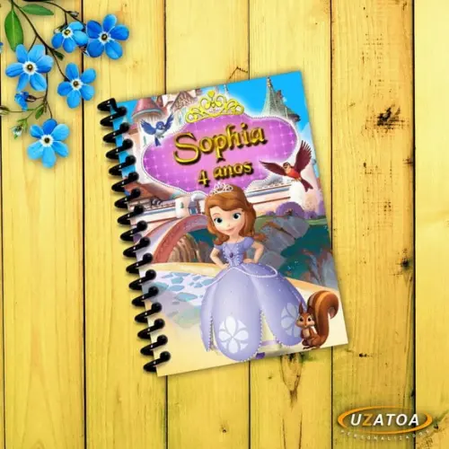 Caderninhos com Capa e Folhas Personalizadas - Princesa Sofia