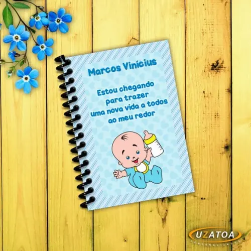 Caderninhos com Capa e Folhas Personalizadas - Chá de Fraldas