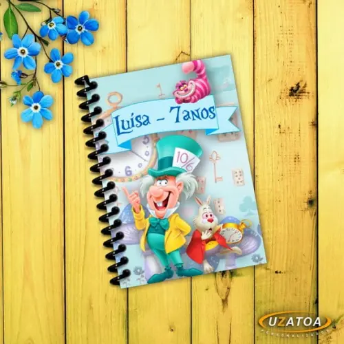 Caderninhos com Capa e Folhas Personalizados - Alice no País das Maravilhas