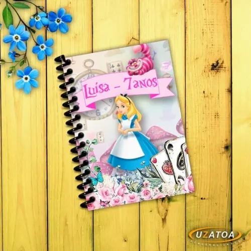 Caderninhos com Capa e Folhas Personalizados - Alice no País das Maravilhas