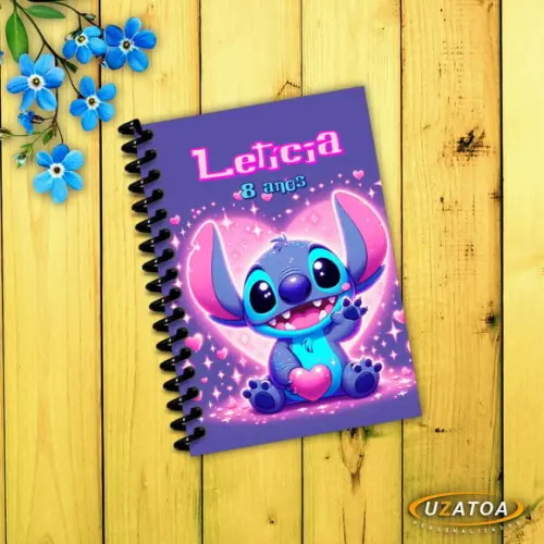 Caderninhos com Capa e Folhas Personalizados - Stitch