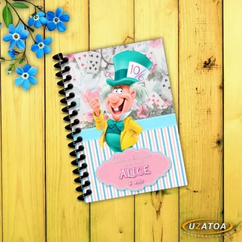 Caderninhos com Capa e Folhas Personalizados - Alice no País das Maravilhas