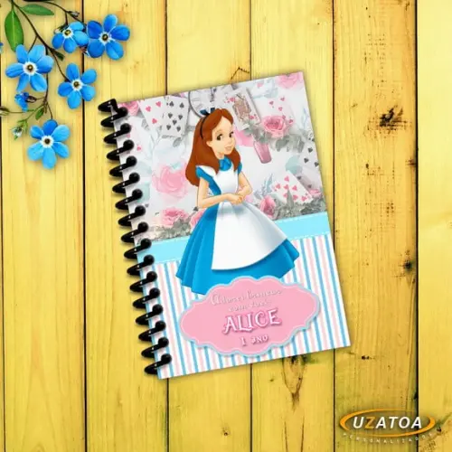 Caderninhos com Capa e Folhas Personalizados - Alice no País das Maravilhas