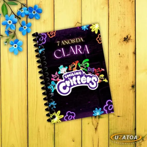 Caderninhos com Capa e Folhas Personalizados - Smiling Critters