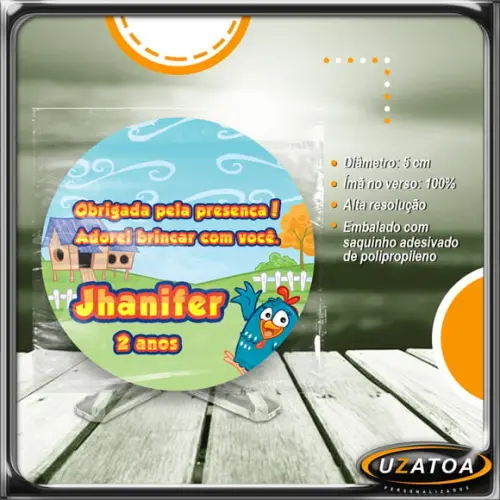 Ímã Redondo Personalizado - Galinha Pintadinha
