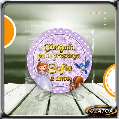 Ímã Redondo Personalizado - Princesa Sofia