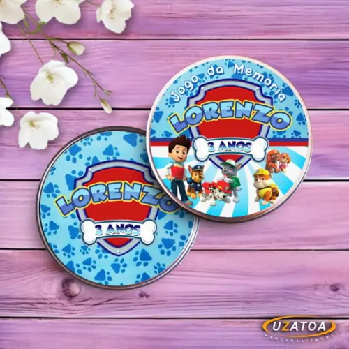 Jogo da Memória Personalizado na Latinha - Patrulha Canina