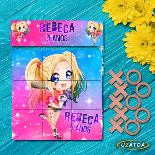 Jogo da Velha Personalizado em mdf - Arlequina