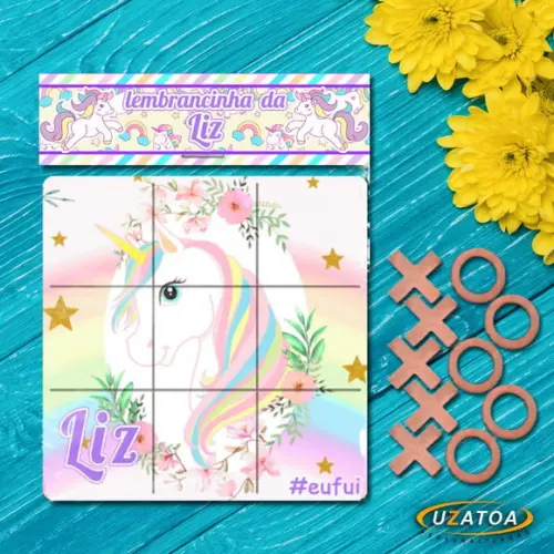 Jogo da Velha Personalizado em mdf - Unicórnio